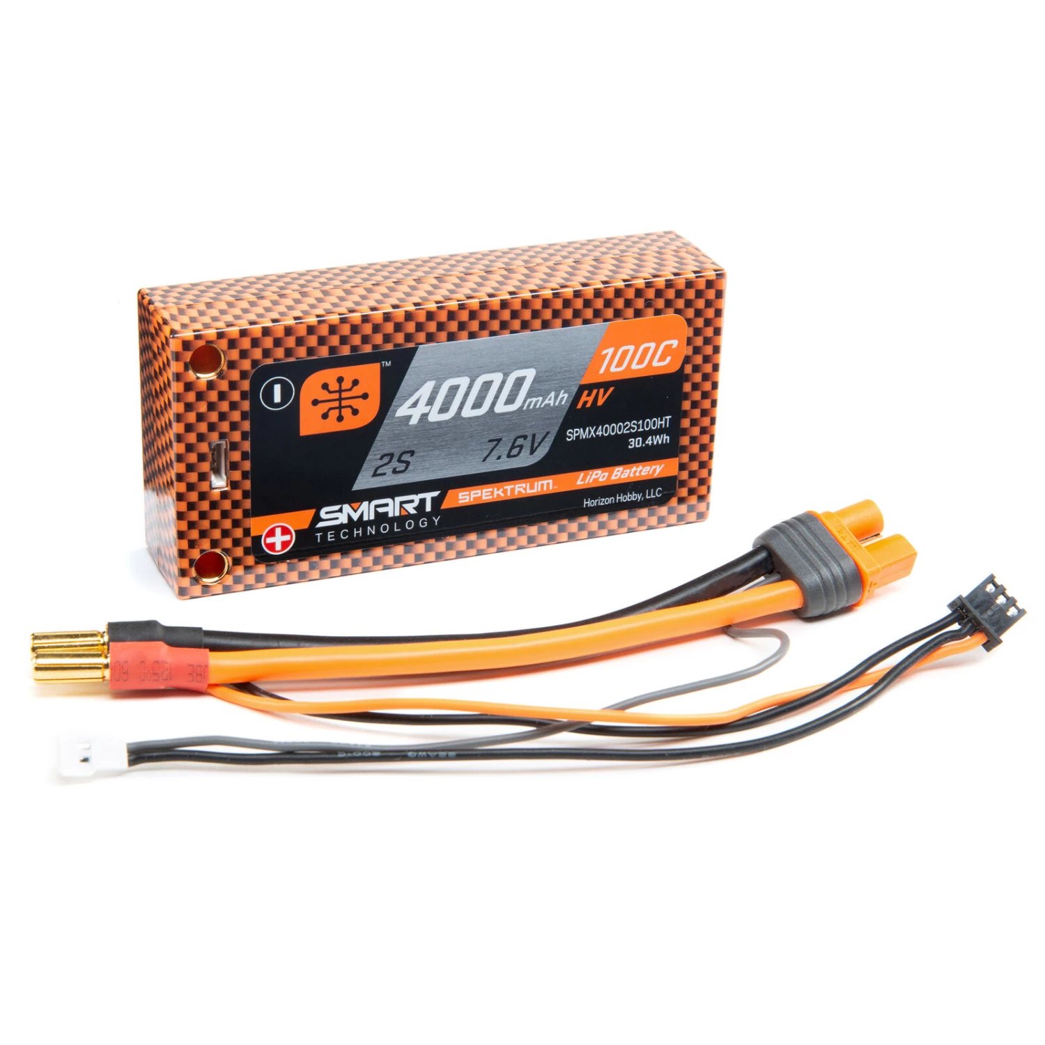 Spektrum 7.6V 4000mAh 2S 100C Smart Race Shorty Hardcase LiHV Battery: Tubes, 5mm